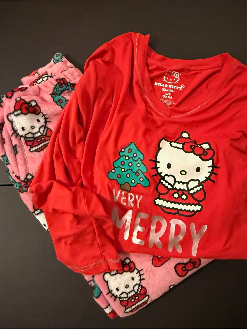 Hello Kitty Red and Pink 'Very Merry' Holiday Pajama Set